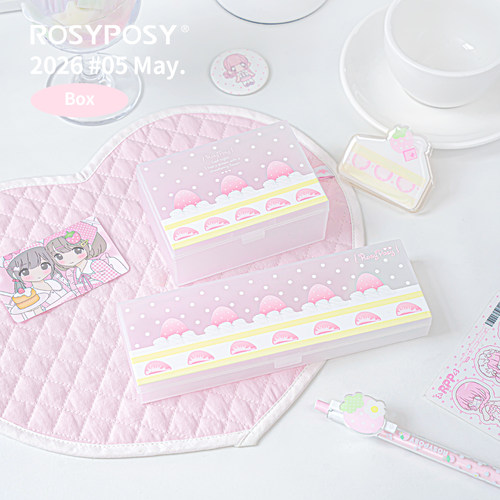 「美萌！草莓蛋糕切片」Rosyposy柔设收纳盒笔盒pp文具盒小卡手帐