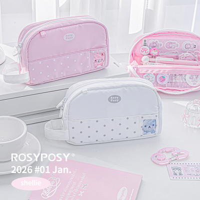「内衬也波点！贝壳装修笔袋」ROSYPOSY柔设翻折韩ins大容量文具