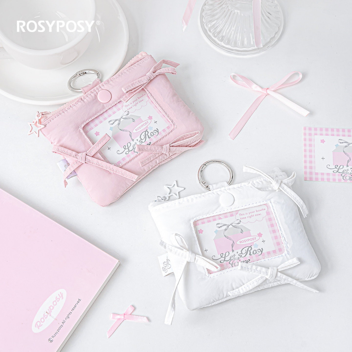 「卡套零钱包二合一」RosyPosy柔设蝴蝶结芭蕾充棉小卡追星挂