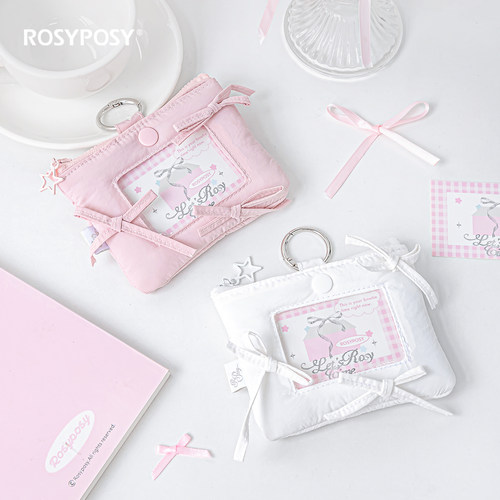 「卡套零钱包二合一」RosyPosy柔设蝴蝶结芭蕾充棉小卡追星挂件