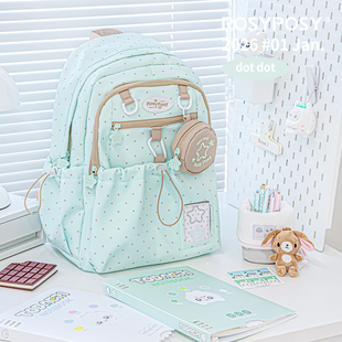 「草莓&薄荷巧克力限定！」Rosyposy柔设波点星星甪抽绳双肩书包