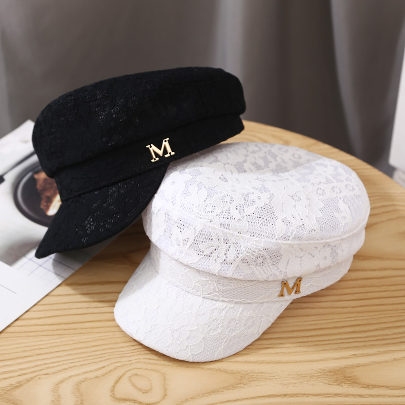 网红防晒m标镂空英伦八角帽子