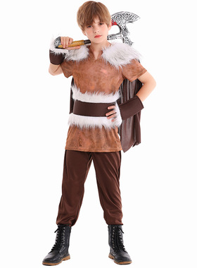儿童欧洲中世纪维京战士服装男童舞台剧演出海盗服Viking Costume
