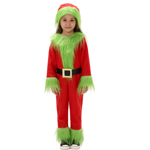 動(dòng)漫綠毛怪格林奇Santa 兒童圣誕節(jié)演出服裝 Clause圣誕老人cos服