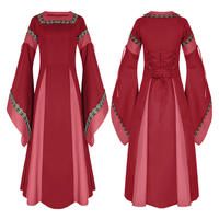Adult Halloween cosplay costumes for opera and drama performances, European medieval costumes with flared sleeves, long court skirts thumbnail 2