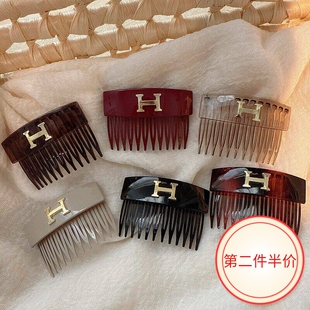 气质百搭字母小号防滑发梳时尚简约侧边夹刘海碎发整理倒插梳发卡