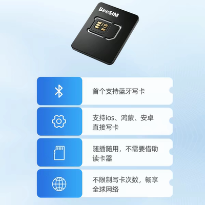 顺丰包邮beesim出国esim写入卡 ios鸿蒙安卓直接写入内置蓝牙芯片