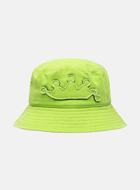 STUSSY BUCKET HAT CROWN APPLIQUE 皇冠渔夫帽纯色贴布盆帽