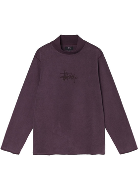 Stussy Gen Mock Neck Fleece紫色纯色高领刺绣LOGO套头女款卫衣