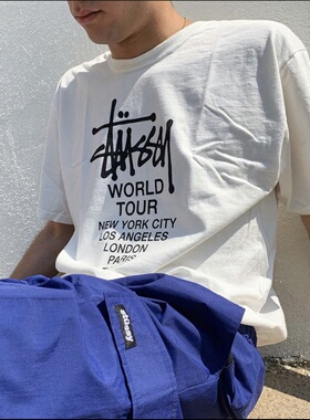 STUSSY SOLID TOUR 斯图西世界巡游潮流休闲t恤宽松男女限定短袖