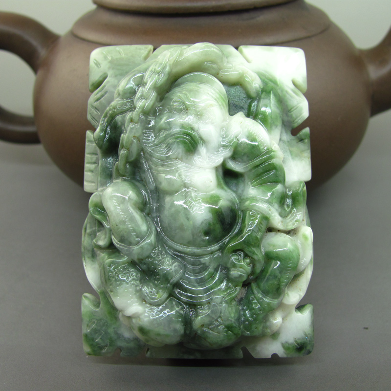 送鉴定证书天然独山玉钟馗腰扣