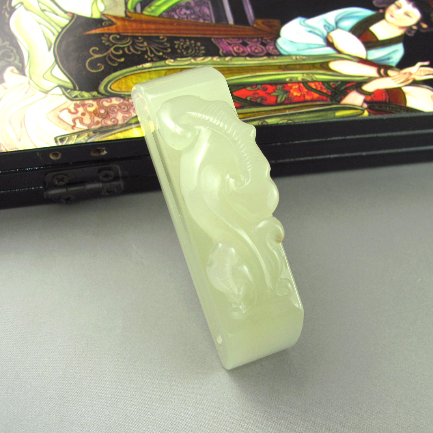 送鉴定证书纯手工雕刻天然和田玉白玉吉祥如意皮带扣腰扣腰牌腰佩