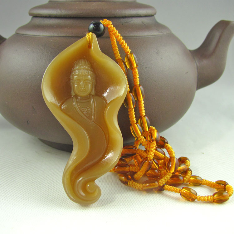 正品送鉴定证书和田糖玉观音吊坠男款玉器观音菩萨挂件玉石牌子