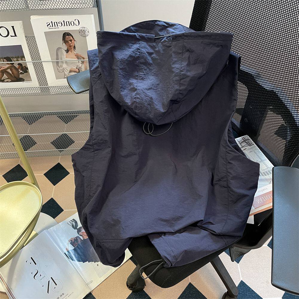 300斤加大码美式街头痞帅机能风工装马甲外套男女秋季潮牌高级感