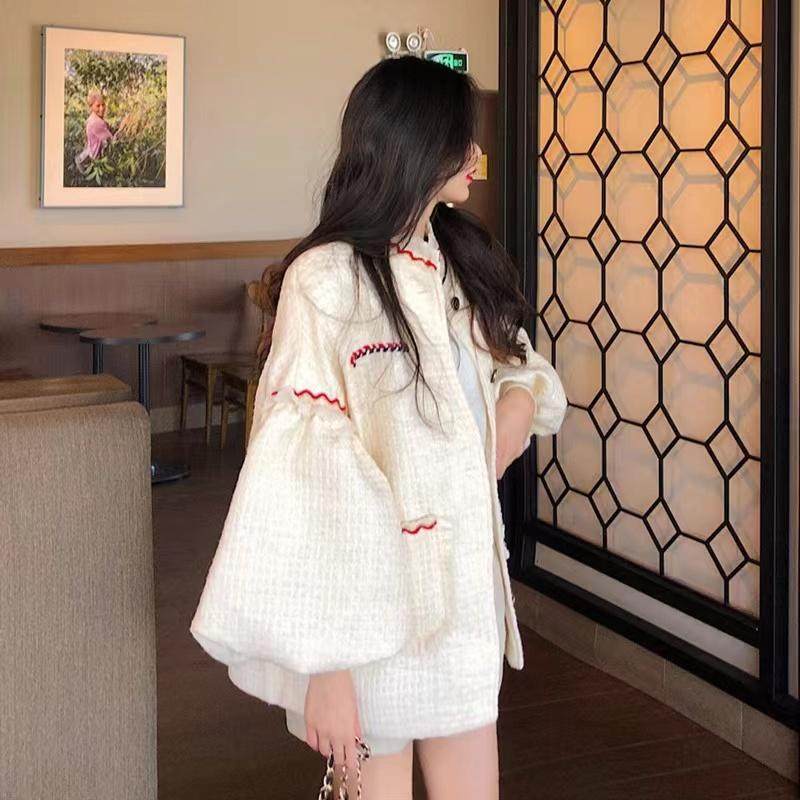 宽松大码胖mm300斤秋冬款韩版女装洋气条纹撞色小香风花边外套女,女装/女士精品,短外套,淘宝优惠券,粉丝福利购,淘宝优惠卷