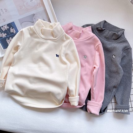 春秋冬款童装有厚质感的秋衣 男女童儿童德绒半高领打底衫长袖T恤