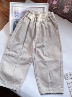 90-150码春秋款童装 好穿长裤男童翻边休闲裤 儿童女宝宝直筒裤子