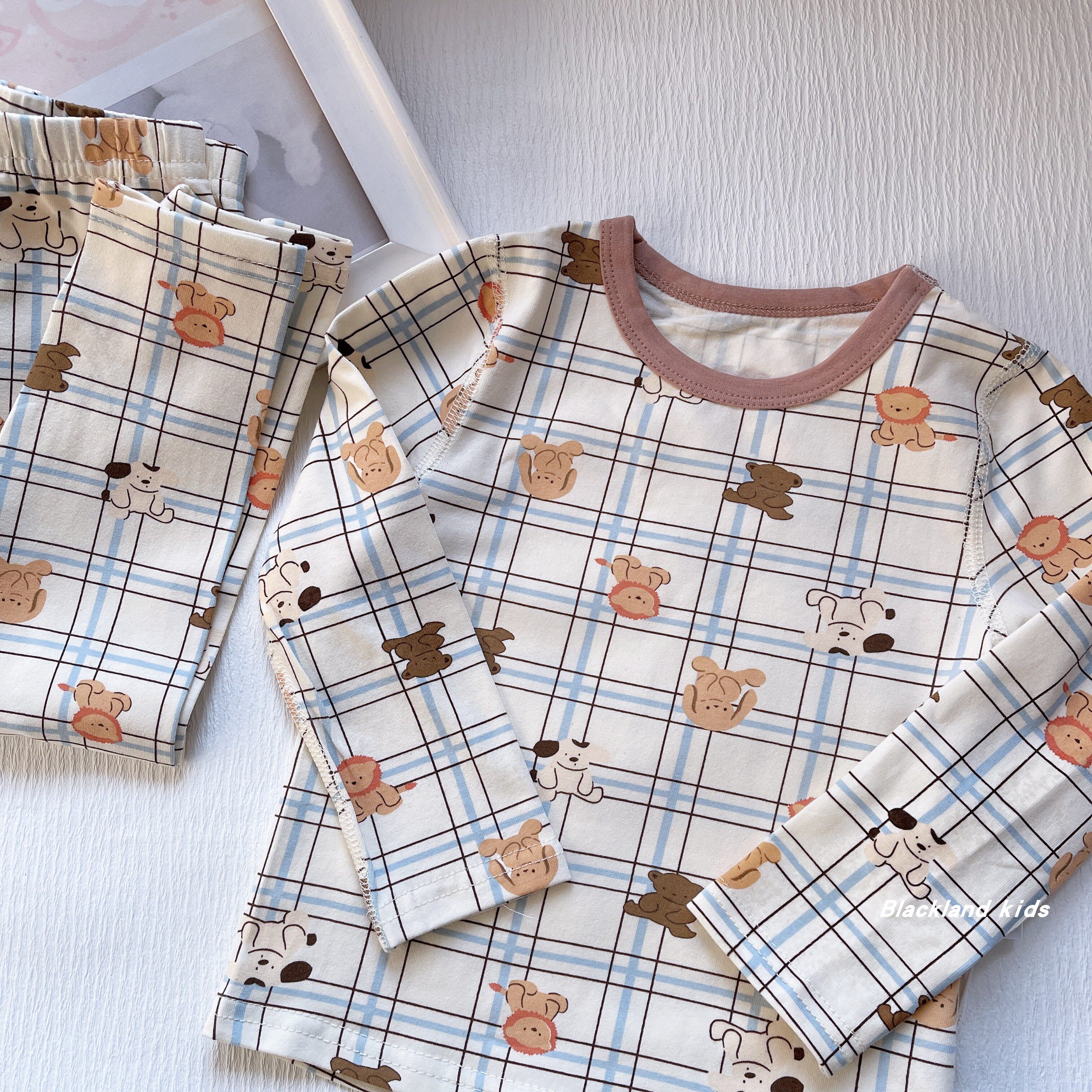 90-150码春秋童装男童弹力抗菌家居服套装儿童女宝长绒棉秋衣秋裤