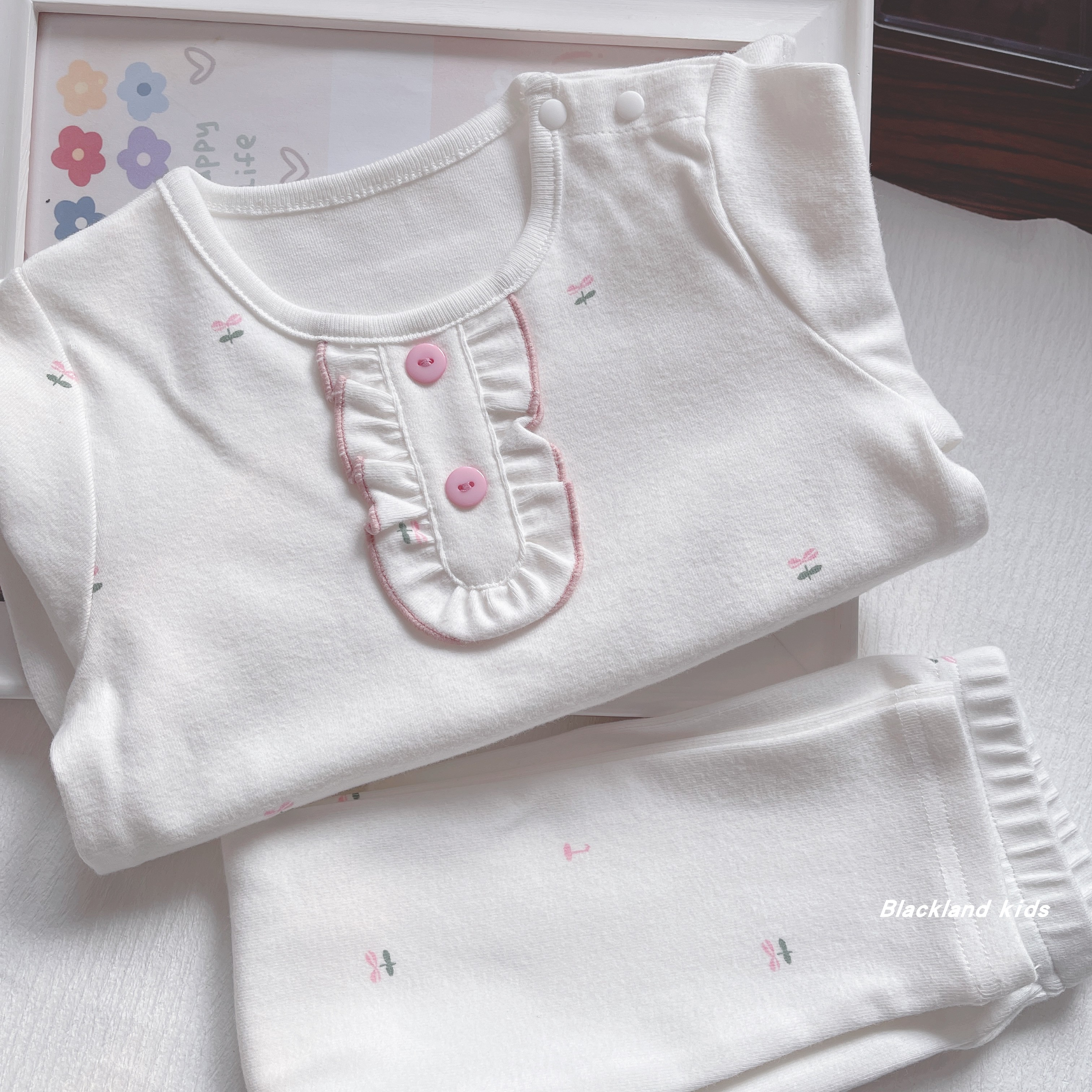 90-150码春秋冬童装女童磨毛加厚纯棉高弹力家居服套装儿童秋衣裤