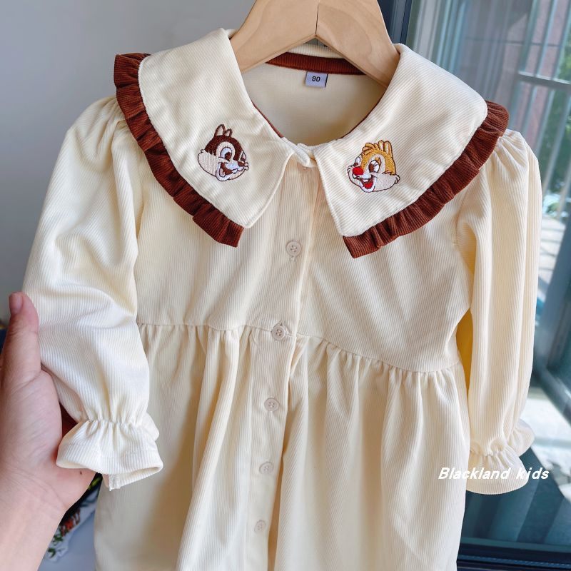 春秋款 韩国童装 女童大领开衫连衣裙儿童宝宝条绒外套刺绣裙子,童装/婴儿装/亲子装,连衣裙,淘宝优惠券,粉丝福利购,淘宝优惠卷
