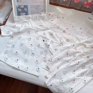 100-160码 夏款 男童女童儿童中大童 满印七分上衣裤子家居服套装