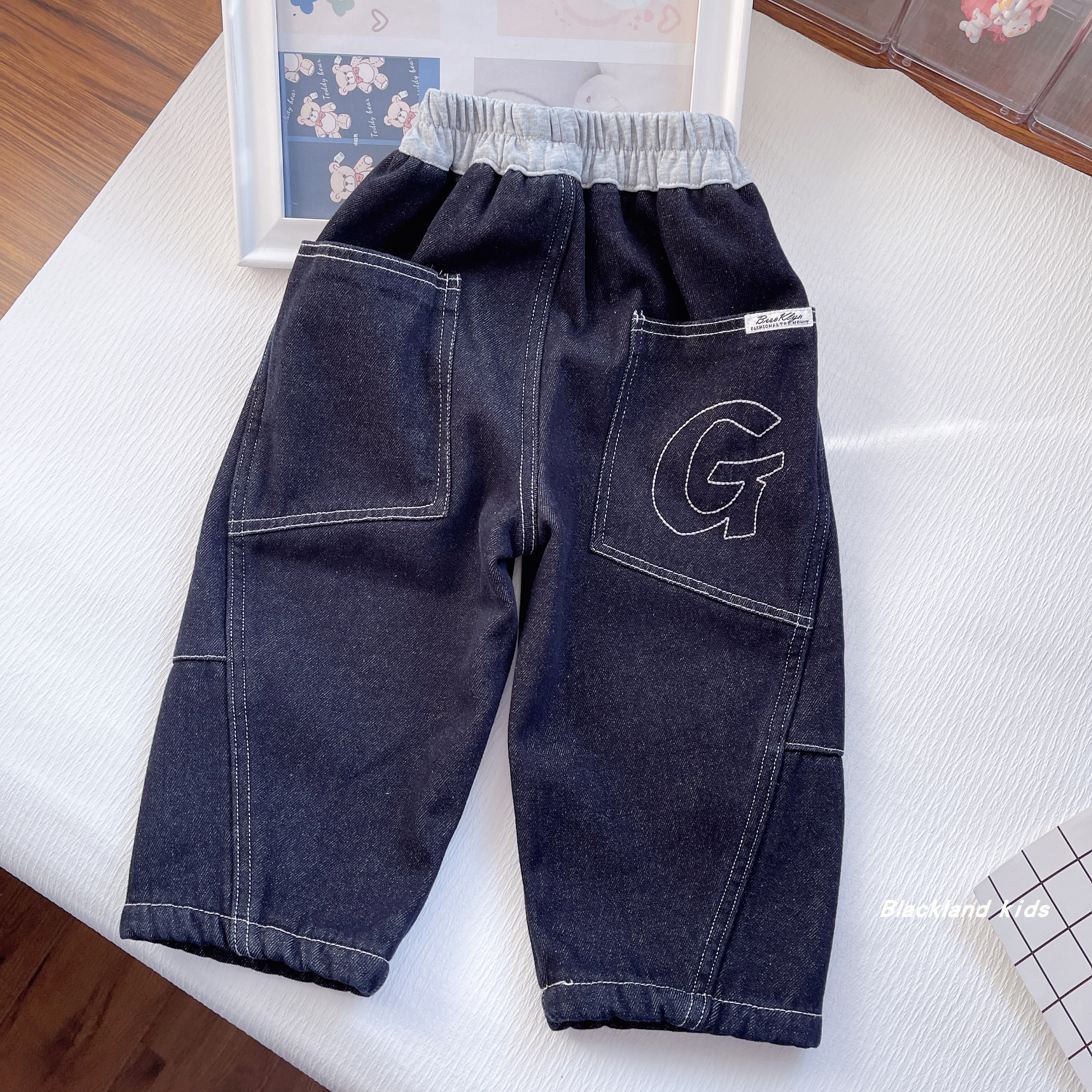 90-160码冬款童装 男童加绒牛仔裤 儿童女宝宝一体绒保暖保暖裤子