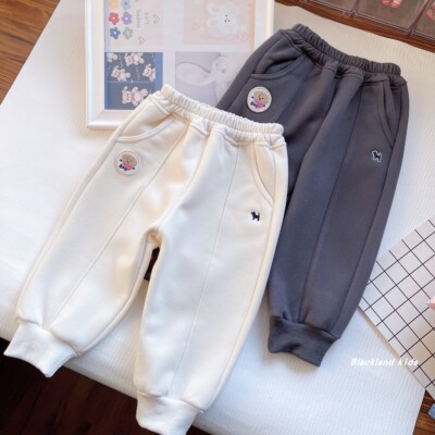 90-150码冬款童装 男童女童加绒运动裤 儿童宝宝加厚一体绒卫裤子