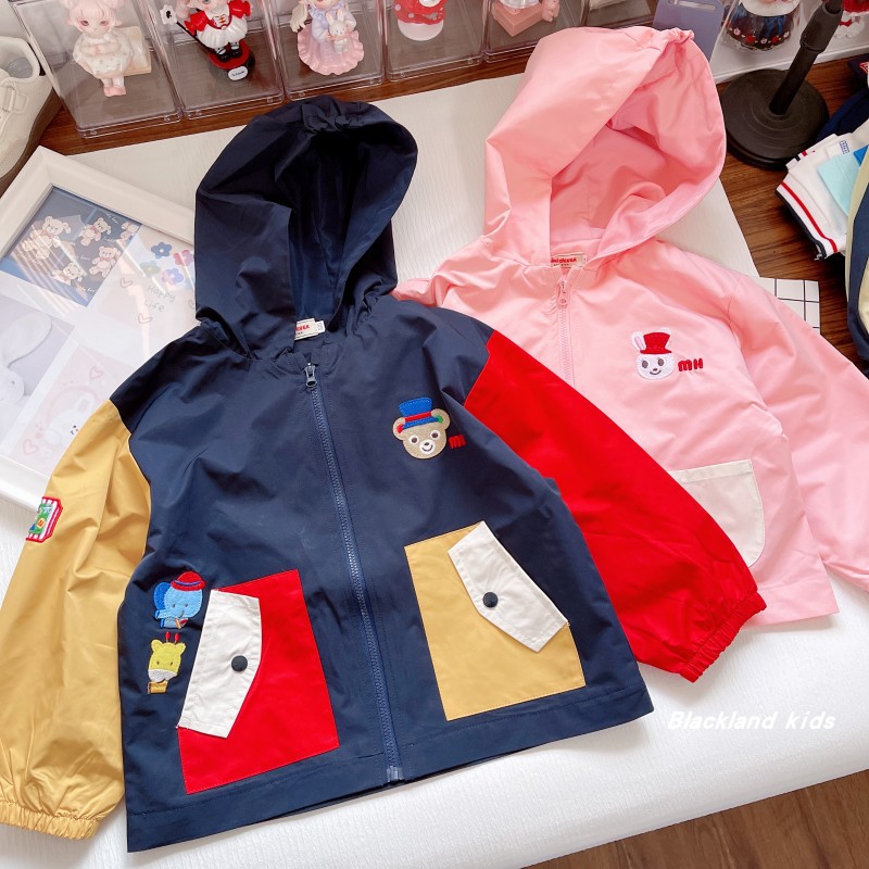 日系童装 春秋款 男童女童儿童宝宝拼色挂里外套刺绣拼色上衣