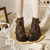风琴骑士桃小坞原创lolita短靴加厚马丁靴女棕色复古秋冬季 lo鞋