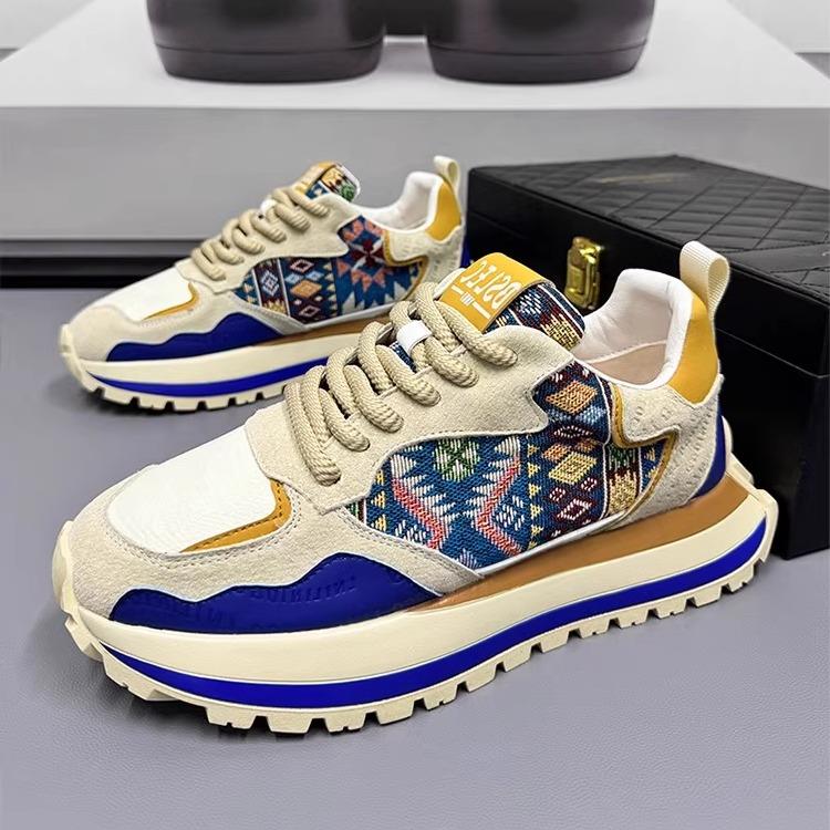 Ocnltiy男鞋2025新款秋季厚底增高布鞋男士黑色低帮运动板鞋潮鞋