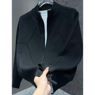 潮牌立领开衫高级感痞帅针织衫外套男韩版简约百搭休闲慵懒风毛衣