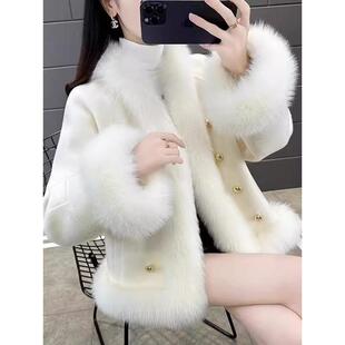 香港皮草外套女2025新款小香风双面呢年轻显瘦冬大衣气质短款百搭