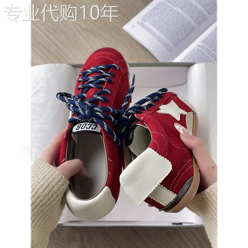 小众风~内增高简约做旧星星小脏鞋女复古运动平底休闲板鞋德训鞋
