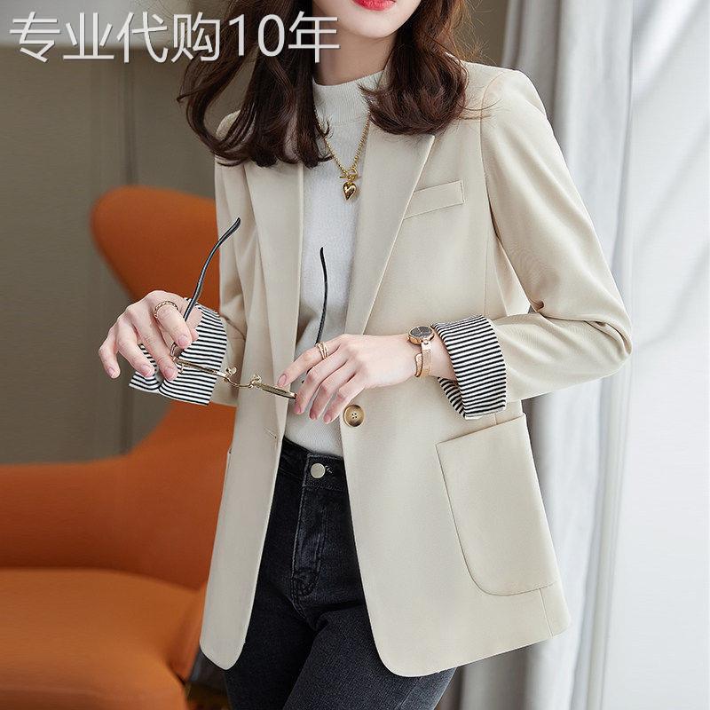 小个子杏色西装外套女春秋季2026新款韩版高级感炸街休闲西服上衣