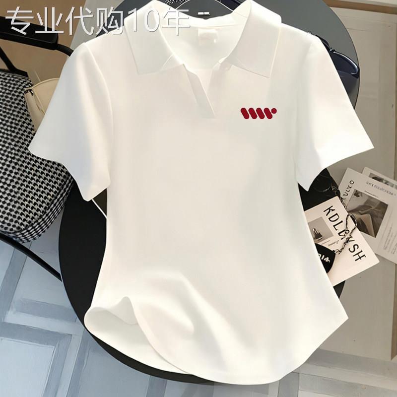 polo领短袖短款性感上衣女夏装掐腰设计感小众别致显瘦韩版T恤女