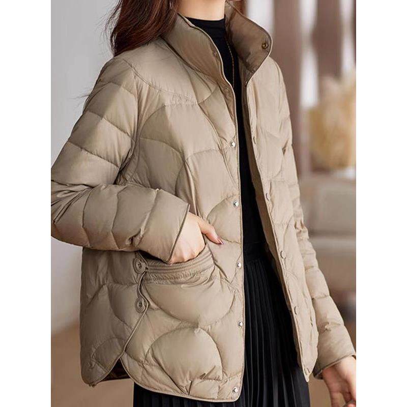 短款羽绒服女款高端女冬季时尚韩版大码立领小个子白鸭绒外套女装