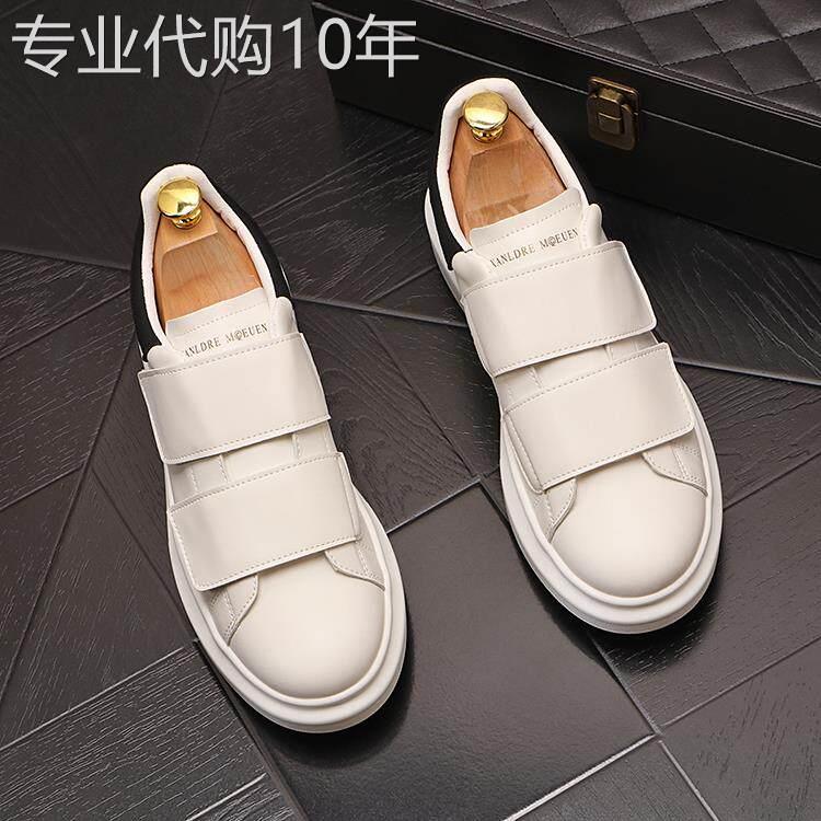 【意大利&奢品】休闲运动鞋男新品白色潮男鞋子厚底增高魔术贴小