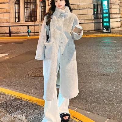 欧洲站2024冬季新款皮毛一体皮草外套女中长款水貂毛绒加厚毛大衣