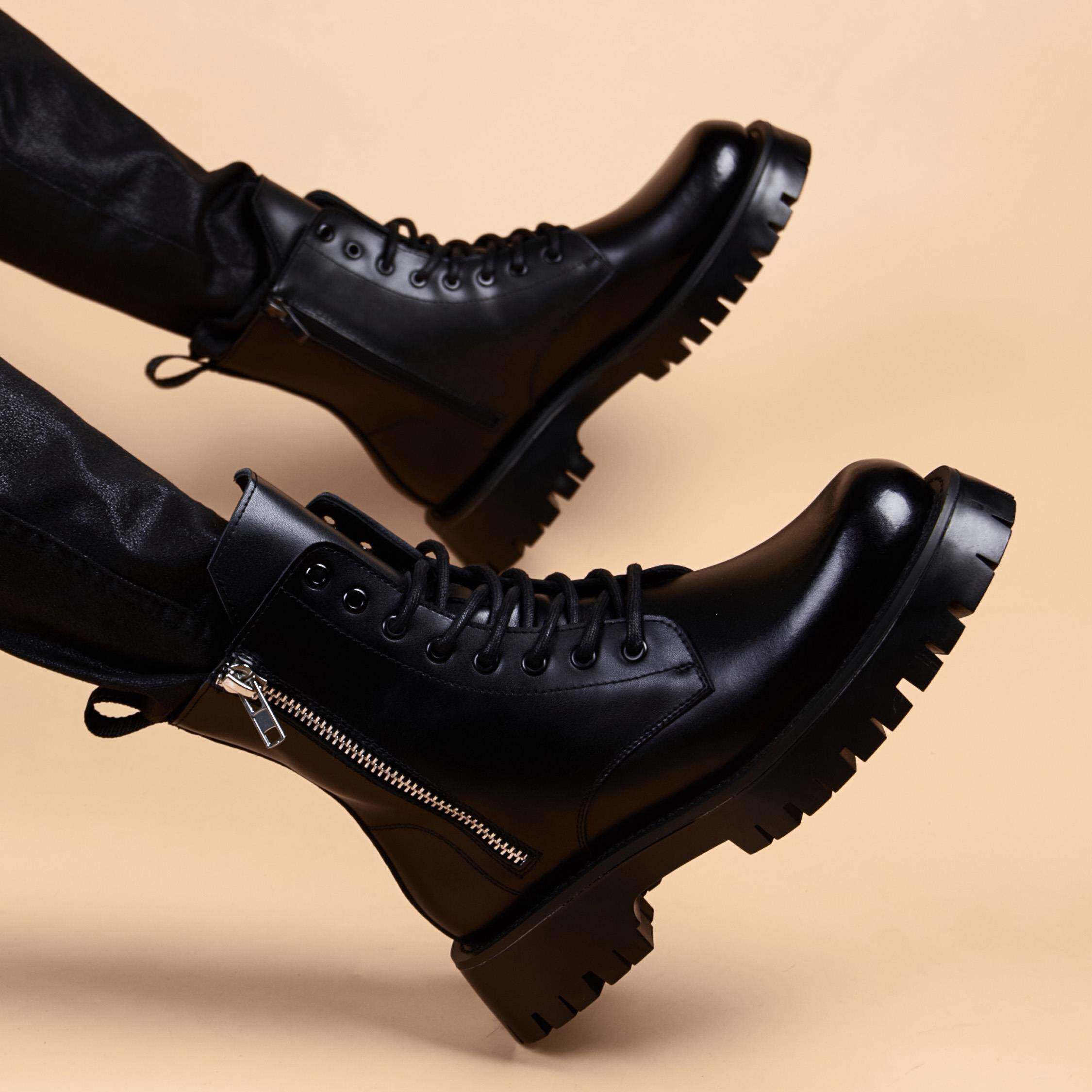 高端皮靴男真皮大头英伦风中帮马丁靴男冬季加绒内增高高帮皮鞋男