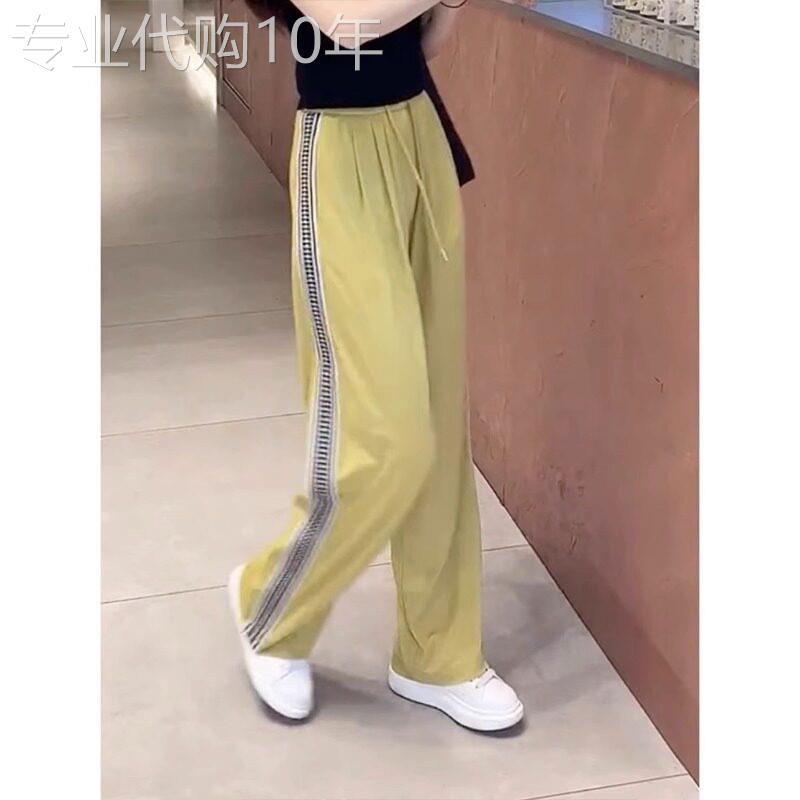 阔腿裤女2026新款夏季薄款高腰直筒宽松垂感松紧腰休闲运动厚棉裤
