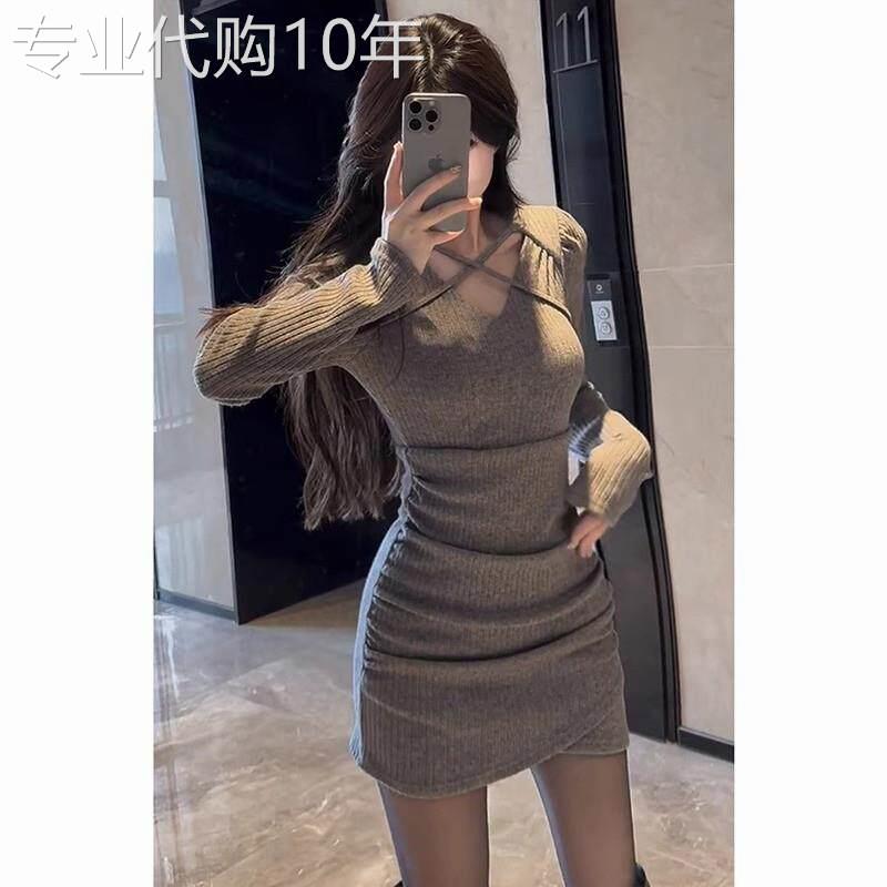 港风复古性感气质时尚内搭洋装女2025春秋新款修身高腰显瘦短裙
