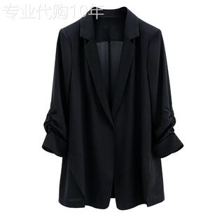时尚品牌胖mm加码夏季韩式薄西装夹克女士宽松修身Look防晒西装上
