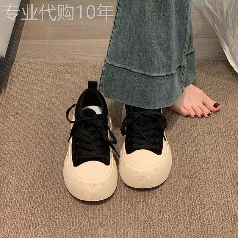 厚底帆布鞋女2025新款夏季百搭板鞋小个子增高显脚小休闲鞋松糕鞋