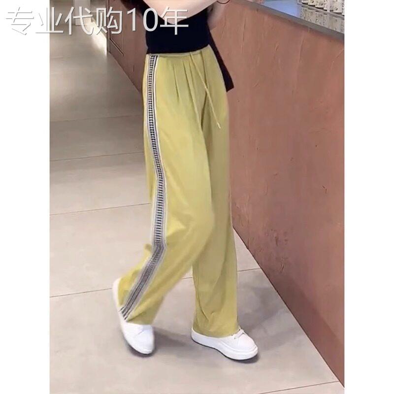 阔腿裤女2026新款夏季薄款高腰直筒宽松垂感松紧腰休闲运动厚棉裤