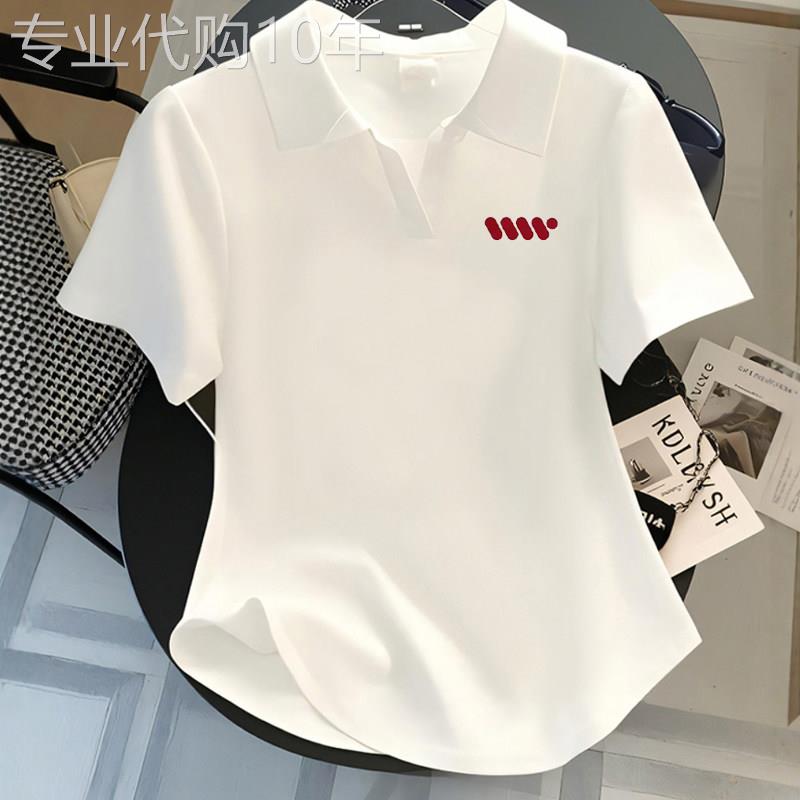 polo领短袖短款性感上衣女夏装掐腰设计感小众别致显瘦韩版T恤女