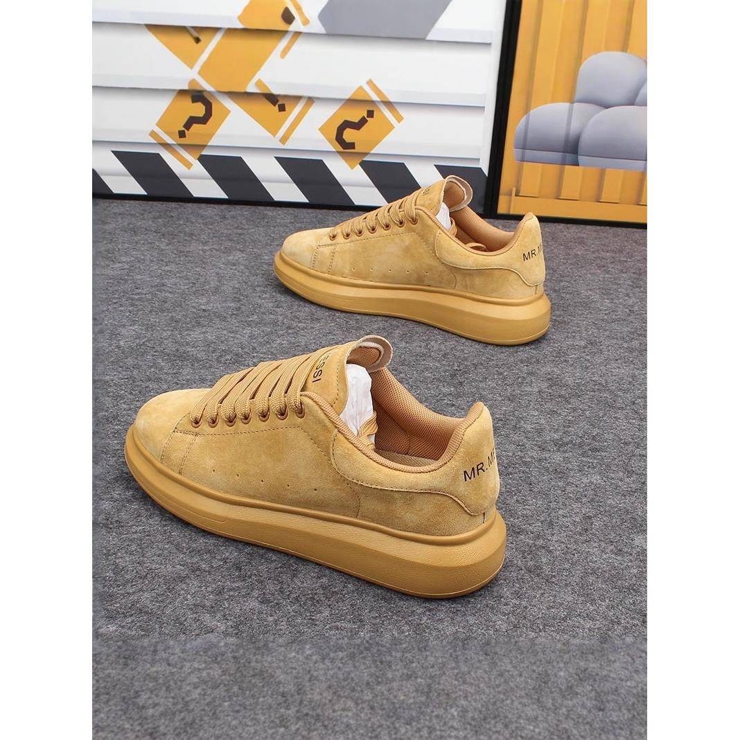 潮牌情侣潮鞋男真皮低帮韩版覆古厚底透气运动反绒皮增高休闲板鞋