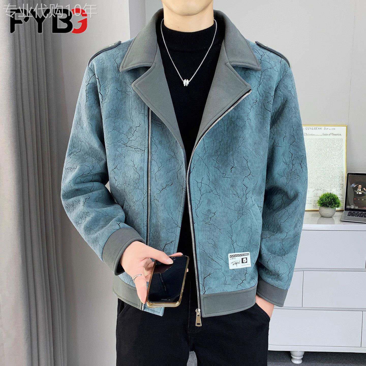 高级感痞帅男士夹克外套春秋冬2025新款短款毛呢潮流英伦西装男款