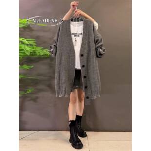 香港老钱风宽松大码女装开衫外套字母打底衫胖MM显瘦毛衣上衣套装