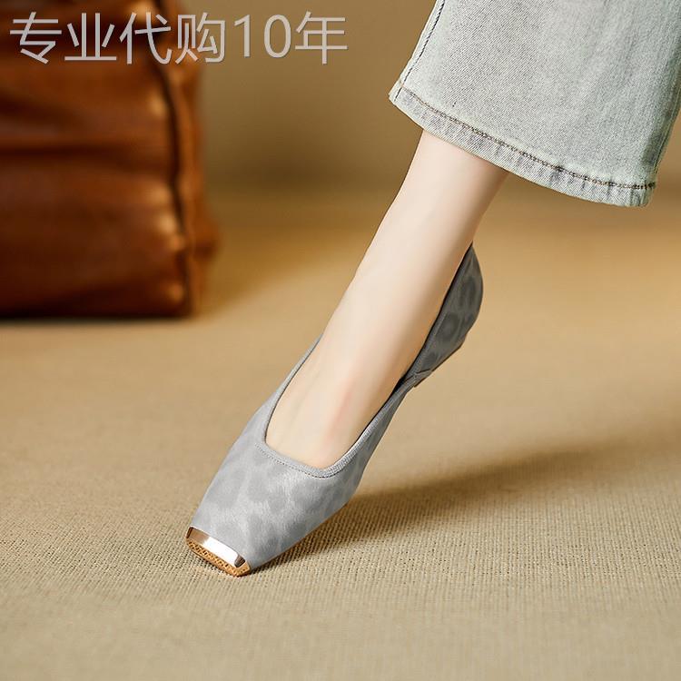 意大利皮达纳厚跟2.5厘米方趾优雅女鞋乐福鞋豹纹覆古鞋