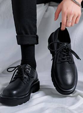 Trendsetters！不刻意的小正式~圆头皮鞋真皮英伦休闲厚底内增高